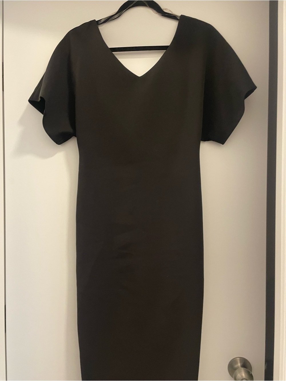 Classic Black V-Neck Midi Dress